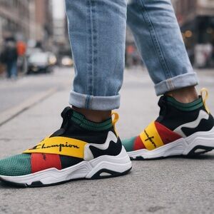 Champion Red, Green, Black, and Yellow Men's Sneakers